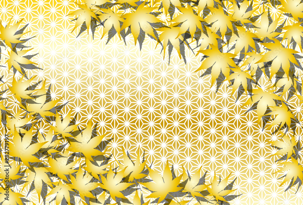 Background Wallpaper Vector Illustration Design Image Japan China Asia Free Size 背景 壁紙 ベクター イラスト デザイン 無料 無料素材 バックグラウンド フリー素材 イメージ 和風素材 日本 伝統模様 麻葉紋様 椛の葉 紅葉 秋 落葉 もみじ