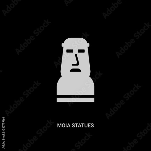 white moia statues vector icon on black background. modern flat moia statues from monuments concept vector sign symbol can be use for web, mobile and logo.