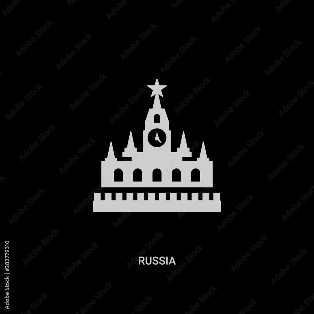 white russia vector icon on black background. modern flat russia from monuments concept vector sign symbol can be use for web, mobile and logo.