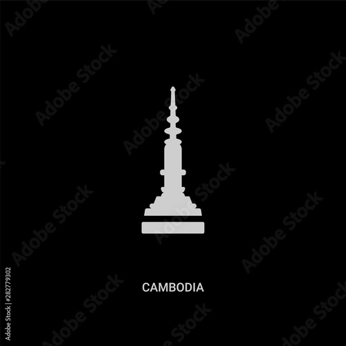 white cambodia vector icon on black background. modern flat cambodia from monuments concept vector sign symbol can be use for web, mobile and logo.