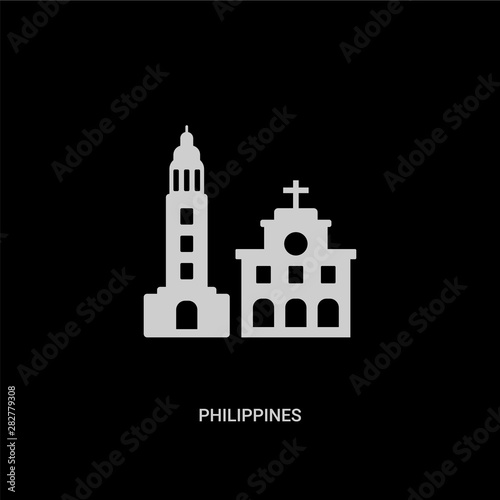 white philippines vector icon on black background. modern flat philippines from monuments concept vector sign symbol can be use for web, mobile and logo.