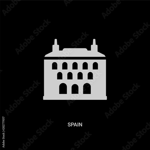 white spain vector icon on black background. modern flat spain from monuments concept vector sign symbol can be use for web  mobile and logo.