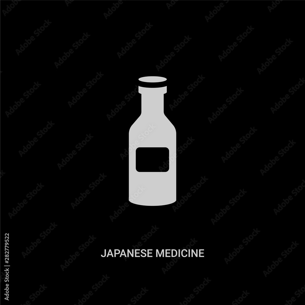 white japanese medicine bottle vector icon on black background. modern flat japanese medicine bottle from medical concept vector sign symbol can be use for web, mobile and logo. white japanese medicine bottle vector icon on black background. modern flat japanese medicine bottle from medical concept vector sign symbol can be use for web, mobile and logo.