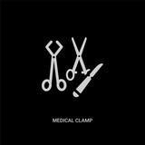 white medical clamp vector icon on black background. modern flat medical clamp from medical concept vector sign symbol can be use for web, mobile and logo.