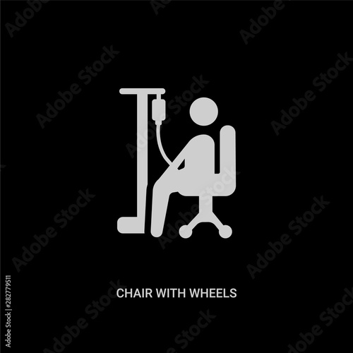 white chair with wheels vector icon on black background. modern flat chair with wheels from medical concept vector sign symbol can be use for web, mobile and logo.