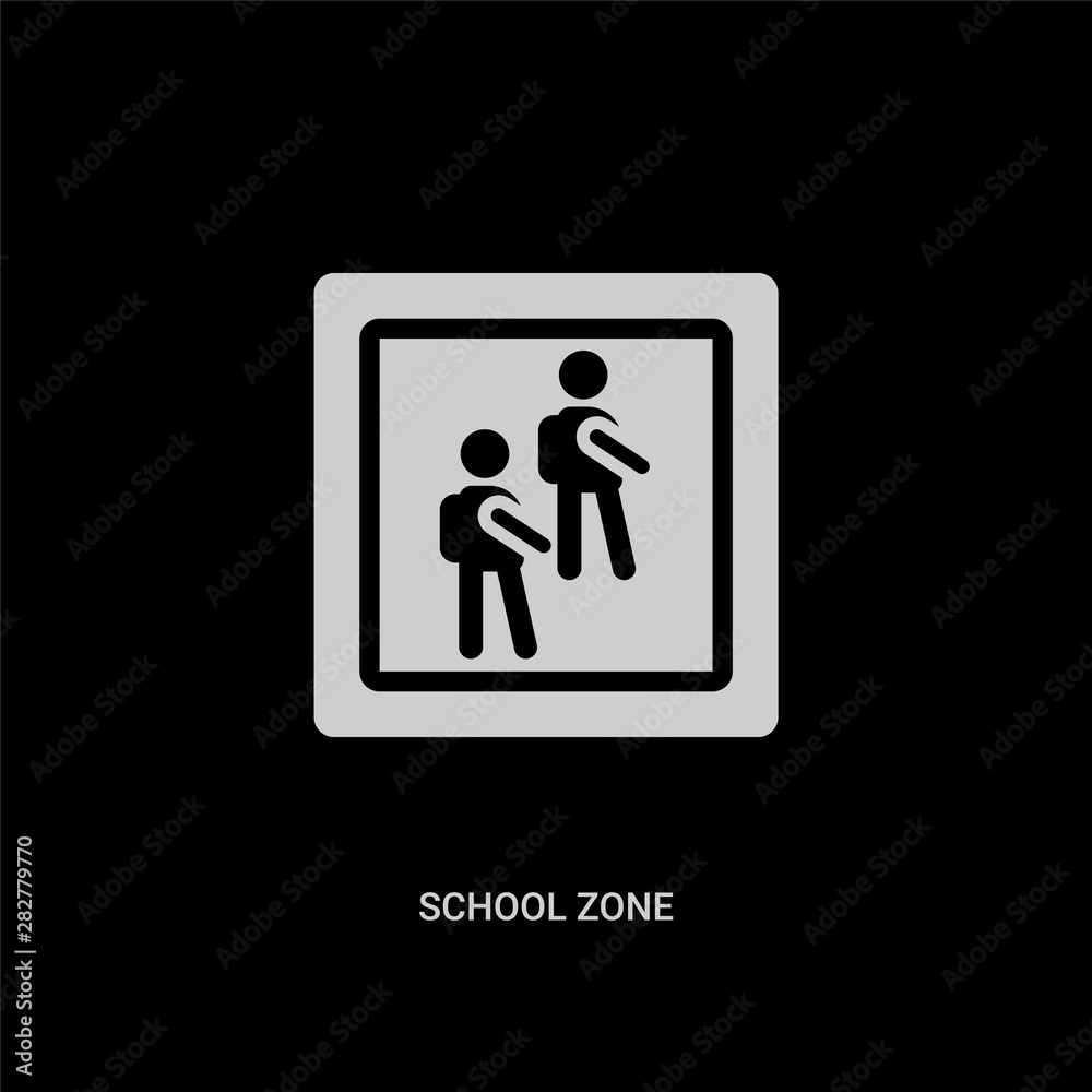 white school zone vector icon on black background. modern flat school zone from maps and flags concept vector sign symbol can be use for web, mobile and logo. white school zone vector icon on black background. modern flat school zone from maps and flags concept vector sign symbol can be use for web, mobile and logo.