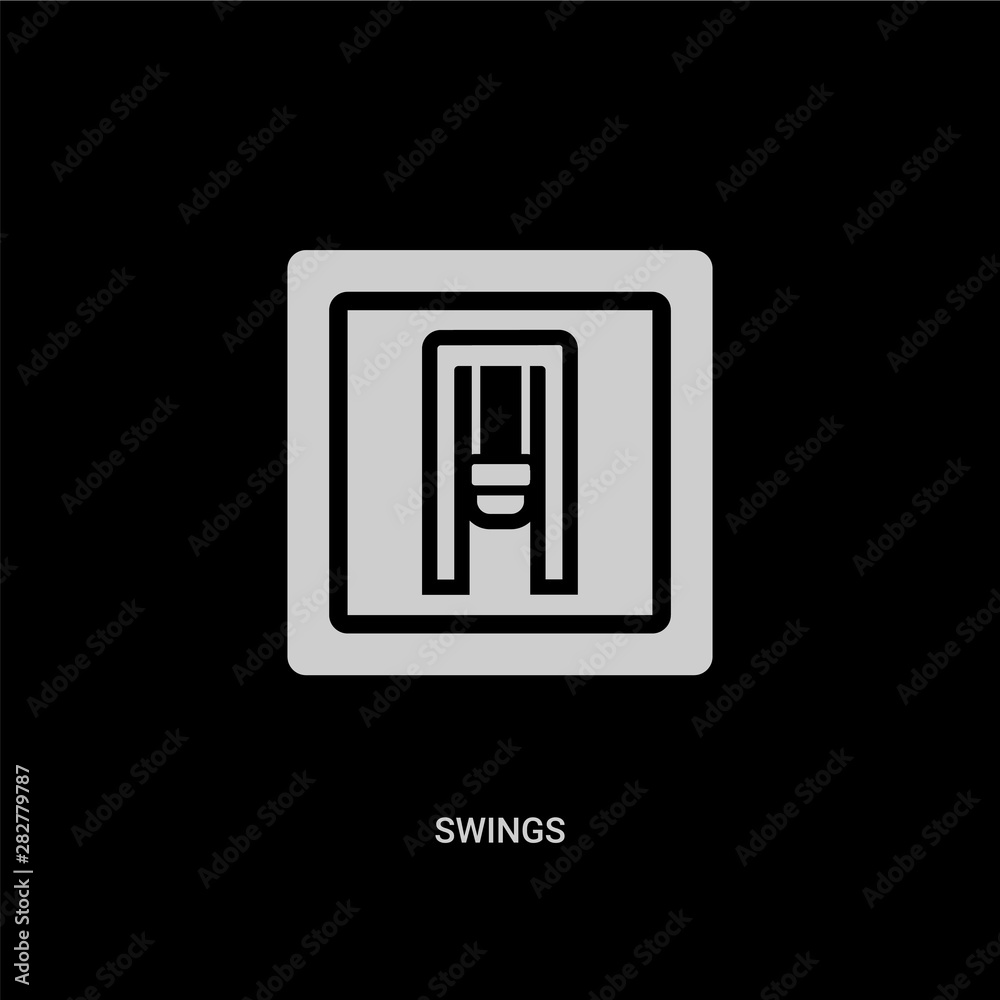 white swings vector icon on black background. modern flat swings from maps and flags concept vector sign symbol can be use for web, mobile and logo. white swings vector icon on black background. modern flat swings from maps and flags concept vector sign symbol can be use for web, mobile and logo.