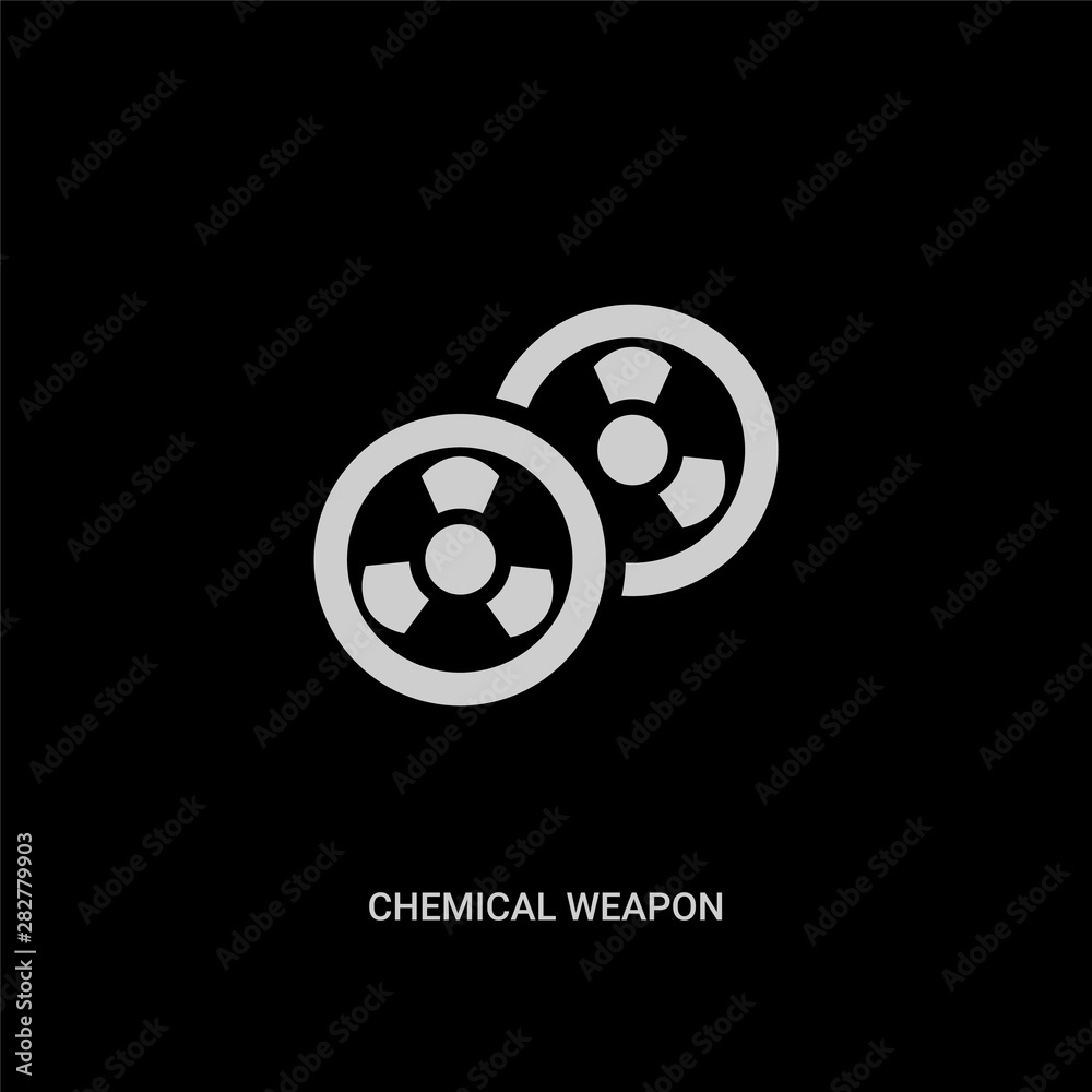 white chemical weapon vector icon on black background. modern flat chemical weapon from industry concept vector sign symbol can be use for web, mobile and logo.