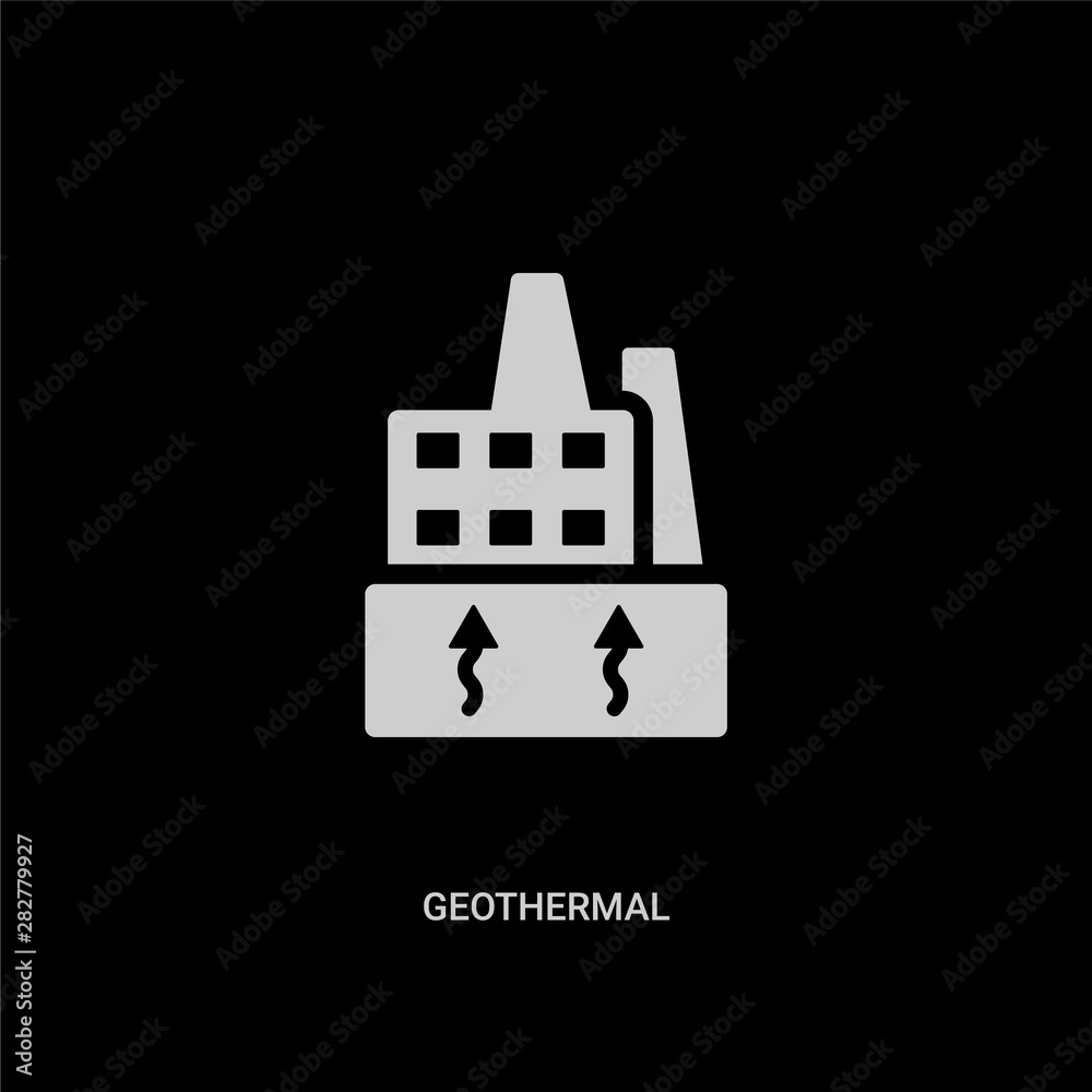 white geothermal vector icon on black background. modern flat geothermal from industry concept vector sign symbol can be use for web, mobile and logo. white geothermal vector icon on black background. modern flat geothermal from industry concept vector sign symbol can be use for web, mobile and logo.