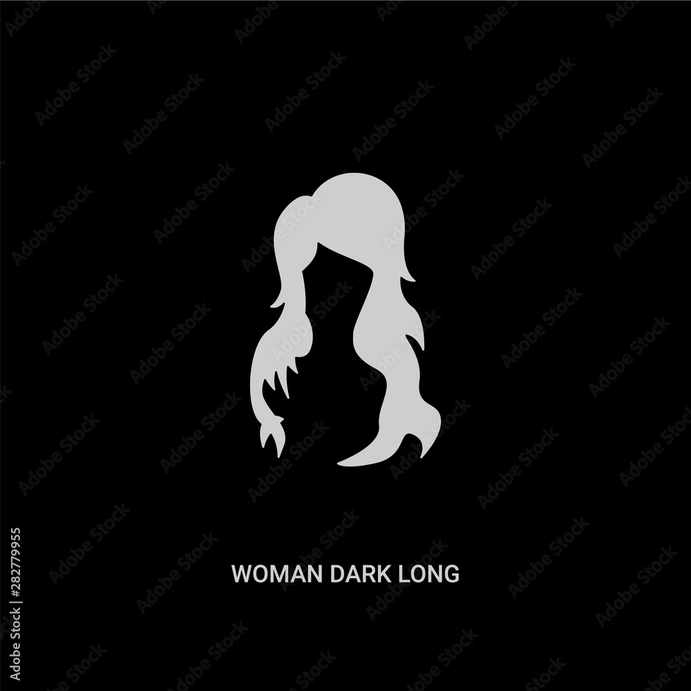 white woman dark long hair vector icon on black background. modern flat woman dark long hair from human body parts concept vector sign symbol can be use for web, mobile and logo. white woman dark long hair vector icon on black background. modern flat woman dark long hair from human body parts concept vector sign symbol can be use for web, mobile and logo.