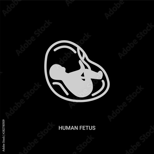 white human fetus vector icon on black background. modern flat human fetus from human body parts concept vector sign symbol can be use for web, mobile and logo.