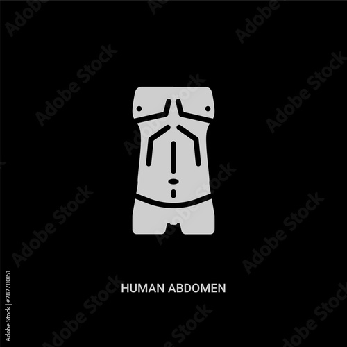 white human abdomen vector icon on black background. modern flat human abdomen from human body parts concept vector sign symbol can be use for web, mobile and logo.