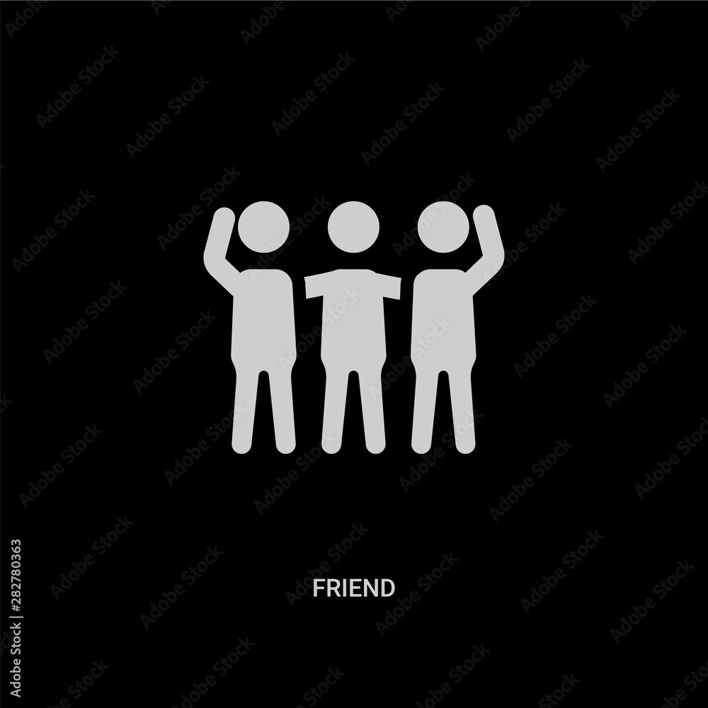 white friend vector icon on black background. modern flat friend from hands and gestures concept vector sign symbol can be use for web, mobile and logo. white friend vector icon on black background. modern flat friend from hands and gestures concept vector sign symbol can be use for web, mobile and logo.