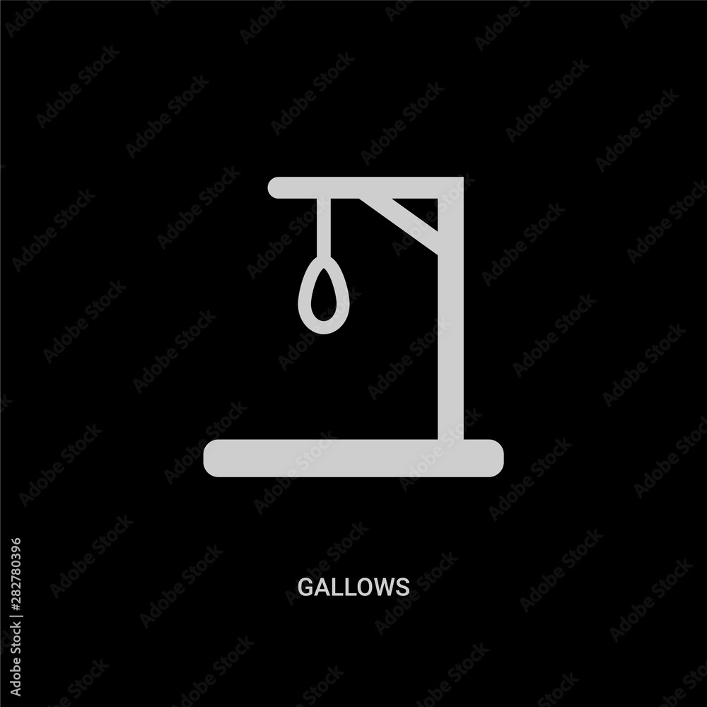 white gallows vector icon on black background. modern flat gallows from halloween concept vector sign symbol can be use for web, mobile and logo. white gallows vector icon on black background. modern flat gallows from halloween concept vector sign symbol can be use for web, mobile and logo.