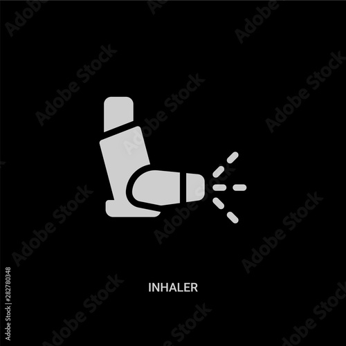 white inhaler vector icon on black background. modern flat inhaler from healthcare and medical concept vector sign symbol can be use for web, mobile and logo.