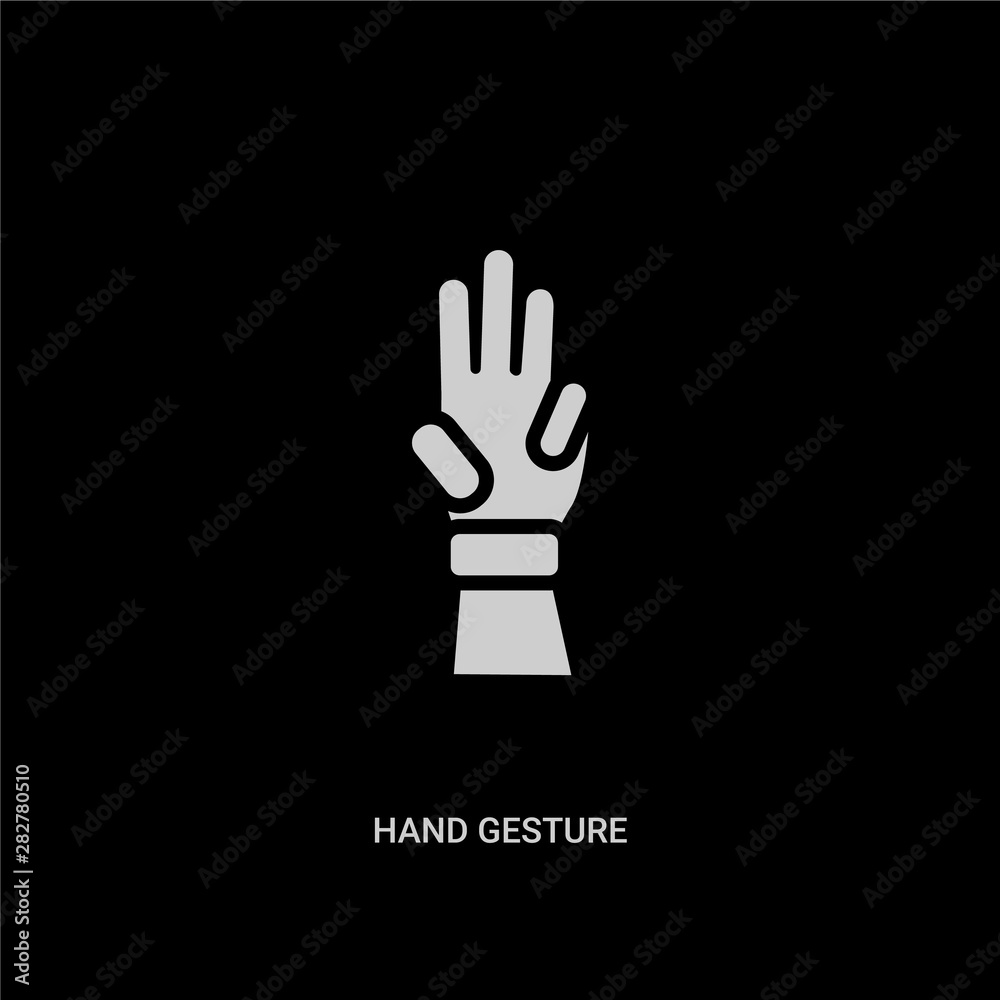 Fototapeta premium white hand gesture vector icon on black background. modern flat hand gesture from guestures concept vector sign symbol can be use for web, mobile and logo.