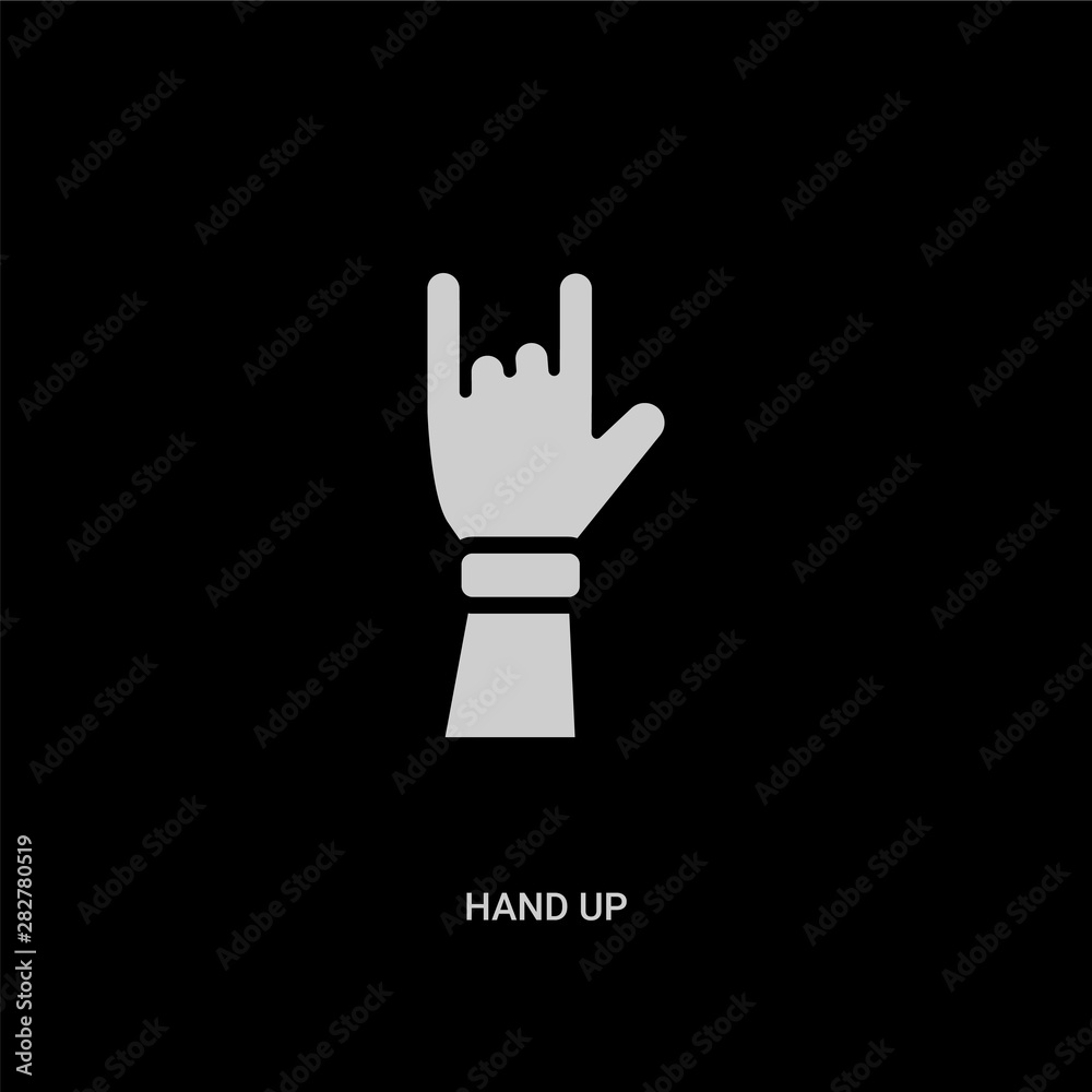 white hand up vector icon on black background. modern flat hand up from guestures concept vector sign symbol can be use for web, mobile and logo.