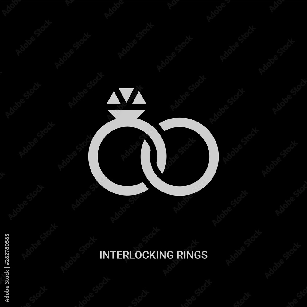 white interlocking rings vector icon on black background. modern flat interlocking rings from general concept vector sign symbol can be use for web, mobile and logo. white interlocking rings vector icon on black background. modern flat interlocking rings from general concept vector sign symbol can be use for web, mobile and logo.