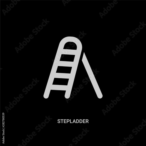 white stepladder vector icon on black background. modern flat stepladder from general concept vector sign symbol can be use for web, mobile and logo.