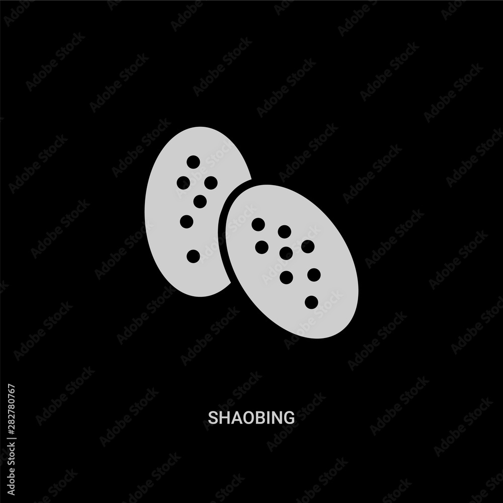 white shaobing vector icon on black background. modern flat shaobing from food and restaurant concept vector sign symbol can be use for web, mobile and logo. white shaobing vector icon on black background. modern flat shaobing from food and restaurant concept vector sign symbol can be use for web, mobile and logo.