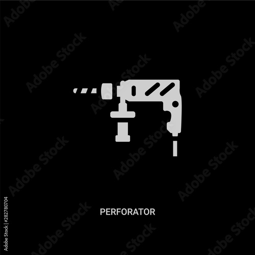 white perforator vector icon on black background. modern flat perforator from general concept vector sign symbol can be use for web, mobile and logo.