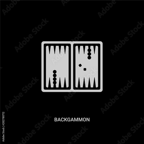 white backgammon vector icon on black background. modern flat backgammon from gaming concept vector sign symbol can be use for web, mobile and logo.