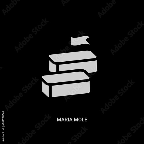 white maria mole vector icon on black background. modern flat maria mole from food and restaurant concept vector sign symbol can be use for web, mobile and logo.