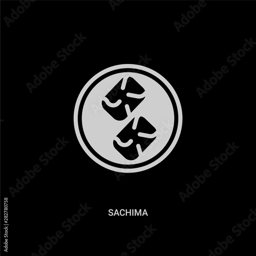 white sachima vector icon on black background. modern flat sachima from food and restaurant concept vector sign symbol can be use for web, mobile and logo.
