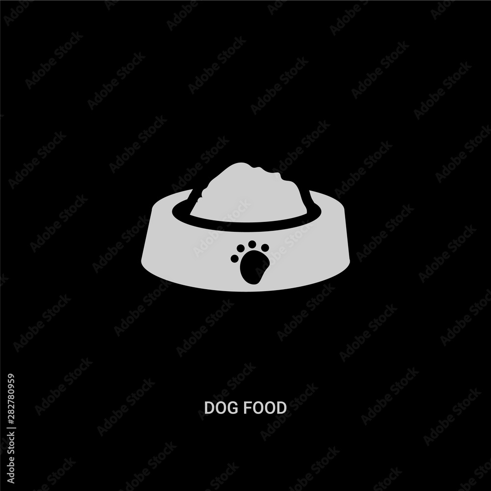 Fototapeta premium white dog food vector icon on black background. modern flat dog food from food concept vector sign symbol can be use for web, mobile and logo.