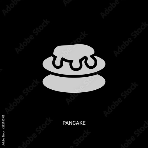 white pancake vector icon on black background. modern flat pancake from food concept vector sign symbol can be use for web, mobile and logo.