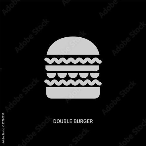 white double burger vector icon on black background. modern flat double burger from food concept vector sign symbol can be use for web, mobile and logo.