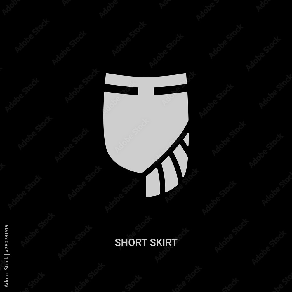 white short skirt vector icon on black background. modern flat short skirt from fashion concept vector sign symbol can be use for web, mobile and logo.
