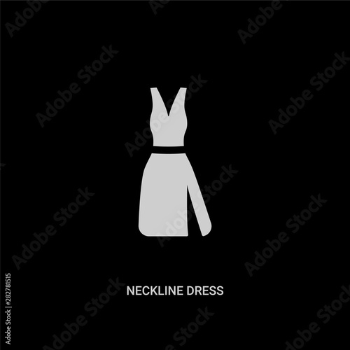 white neckline dress vector icon on black background. modern flat neckline dress from fashion concept vector sign symbol can be use for web, mobile and logo.