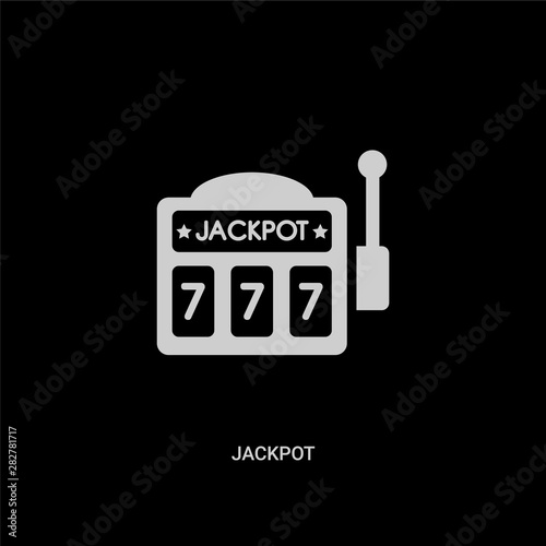 white jackpot vector icon on black background. modern flat jackpot from entertainment concept vector sign symbol can be use for web, mobile and logo.