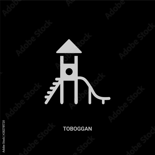 white toboggan vector icon on black background. modern flat toboggan from entertainment concept vector sign symbol can be use for web, mobile and logo.