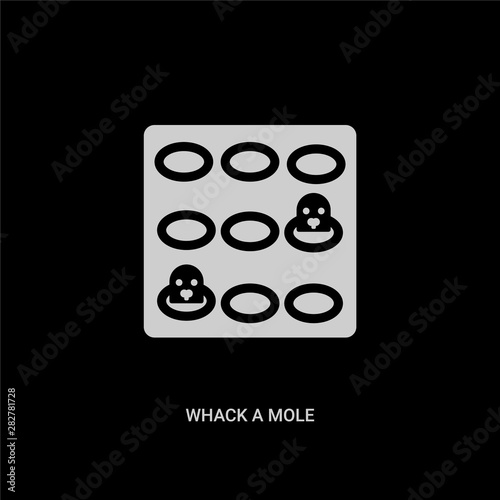 white whack a mole vector icon on black background. modern flat whack a mole from entertainment concept vector sign symbol can be use for web, mobile and logo.