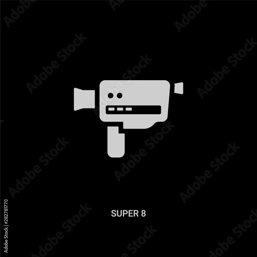 white super 8 vector icon on black background. modern flat super 8 from electronics concept vector sign symbol can be use for web, mobile and logo.
