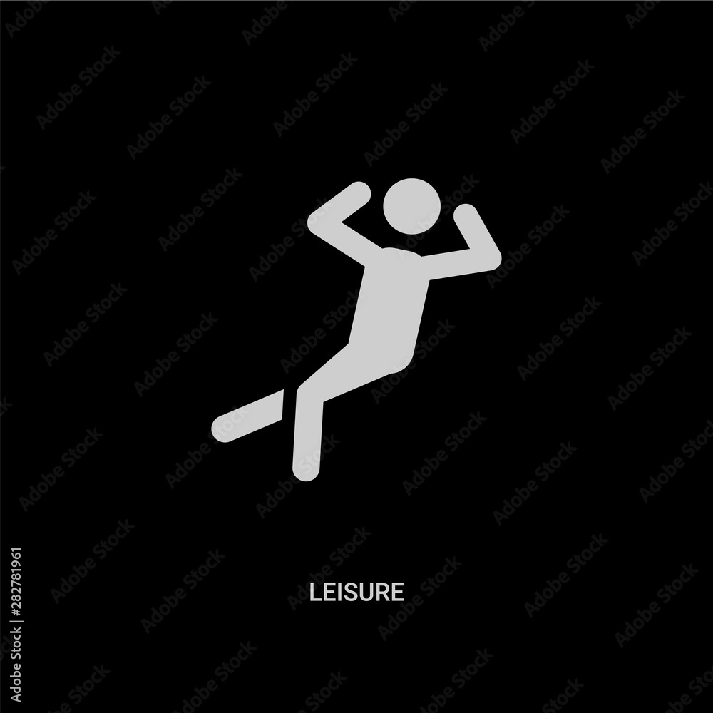white leisure vector icon on black background. modern flat leisure from education concept vector sign symbol can be use for web, mobile and logo.