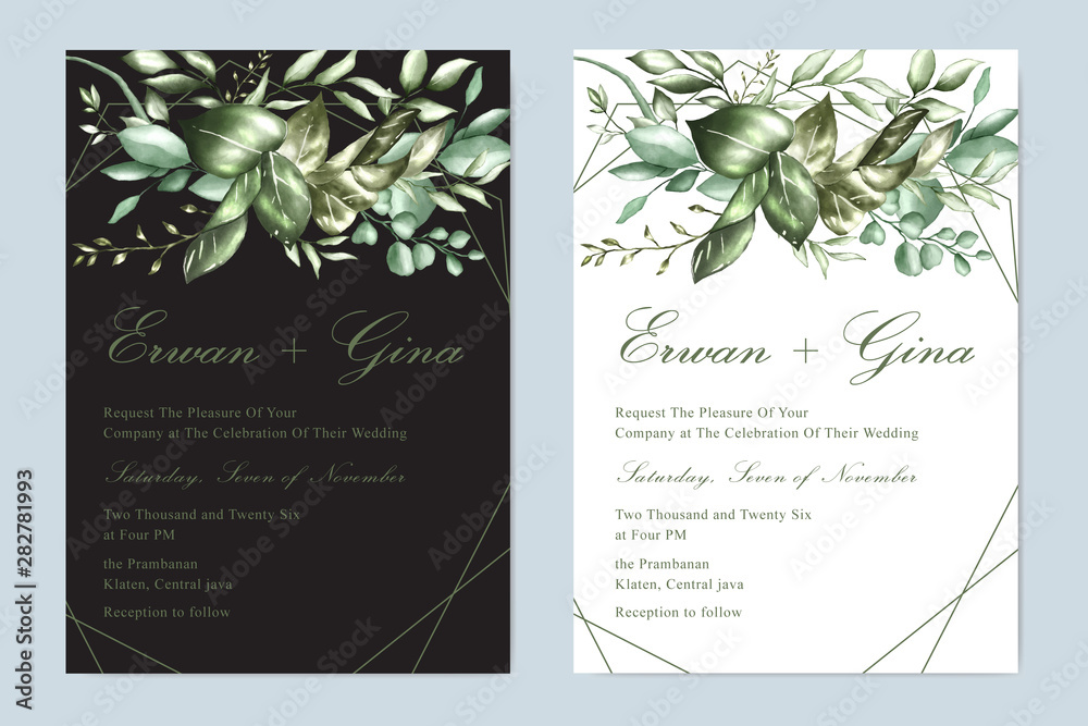 Obraz watercolor wedding invitation template card design
