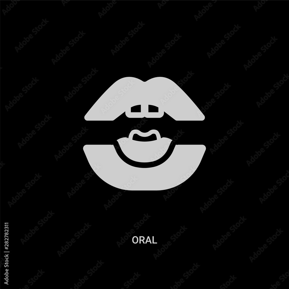 white oral vector icon on black background. modern flat oral from dentist concept vector sign symbol can be use for web, mobile and logo. white oral vector icon on black background. modern flat oral from dentist concept vector sign symbol can be use for web, mobile and logo.