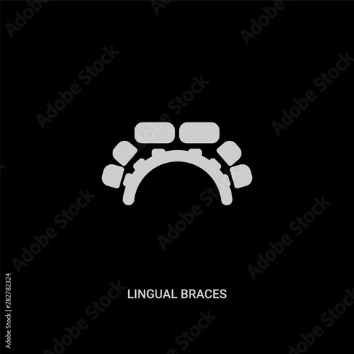 white lingual braces vector icon on black background. modern flat lingual braces from dentist concept vector sign symbol can be use for web, mobile and logo.