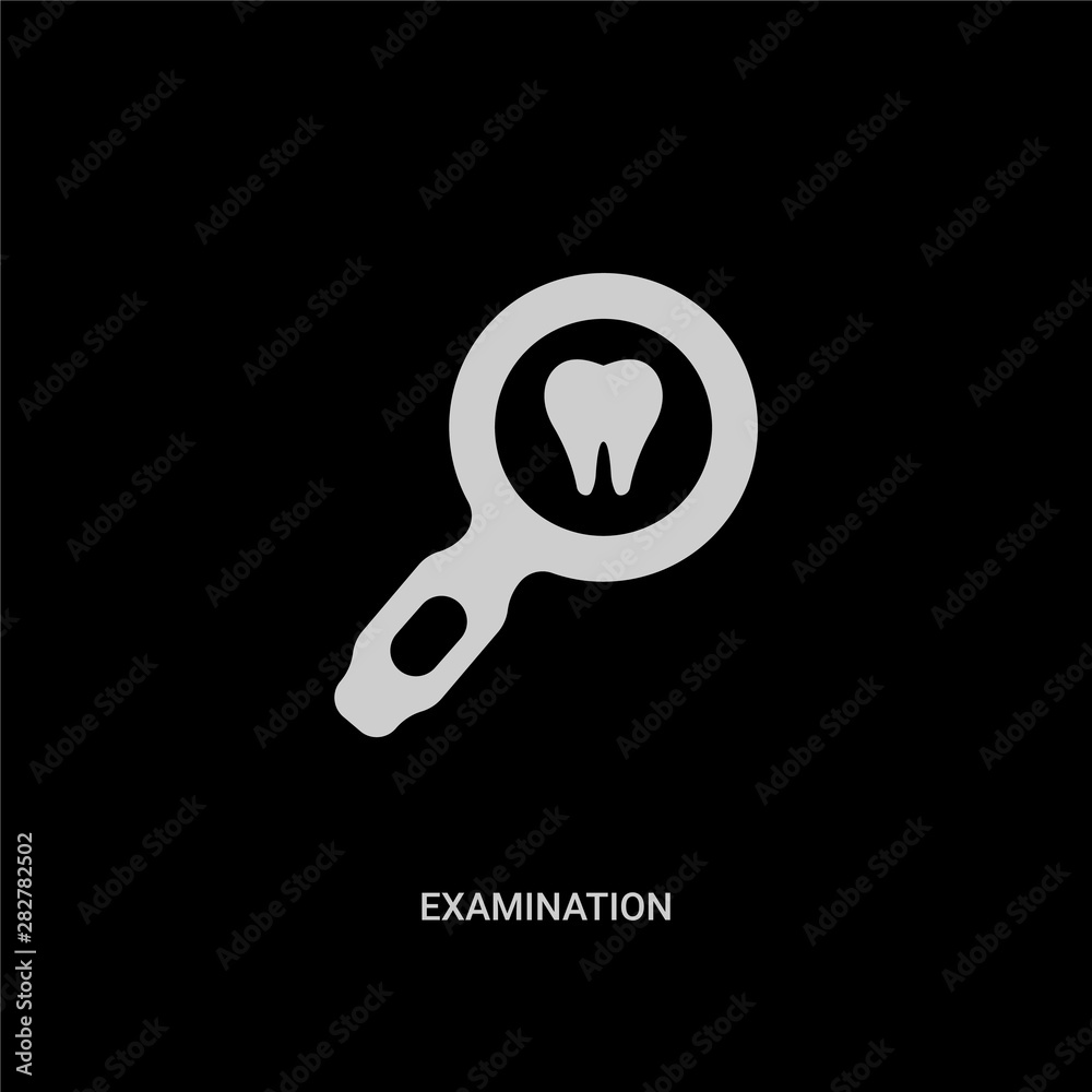 white examination vector icon on black background. modern flat examination from dentist concept vector sign symbol can be use for web, mobile and logo. white examination vector icon on black background. modern flat examination from dentist concept vector sign symbol can be use for web, mobile and logo.