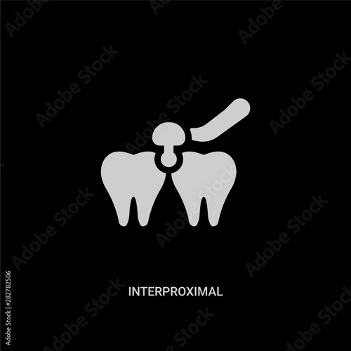 white interproximal vector icon on black background. modern flat interproximal from dentist concept vector sign symbol can be use for web, mobile and logo.