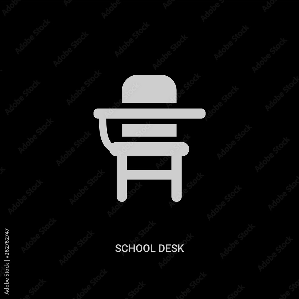 white school desk vector icon on black background. modern flat school desk from computer concept vector sign symbol can be use for web, mobile and logo. white school desk vector icon on black background. modern flat school desk from computer concept vector sign symbol can be use for web, mobile and logo.