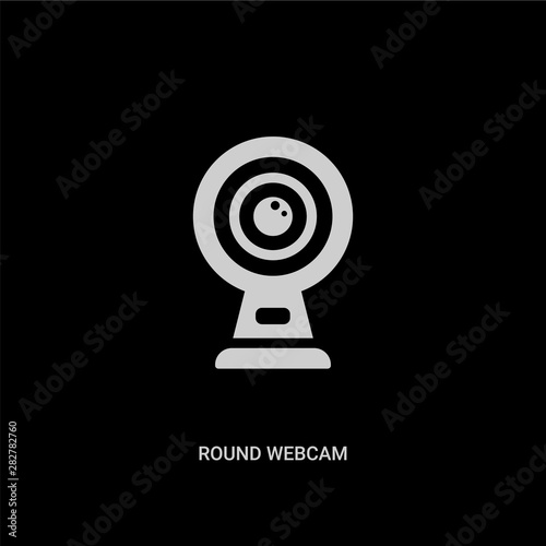 white round webcam vector icon on black background. modern flat round webcam from computer concept vector sign symbol can be use for web, mobile and logo.