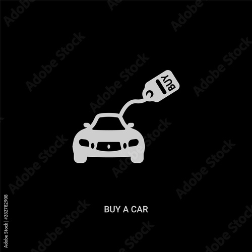 white buy a car vector icon on black background. modern flat buy a car from commerce concept vector sign symbol can be use for web, mobile and logo.