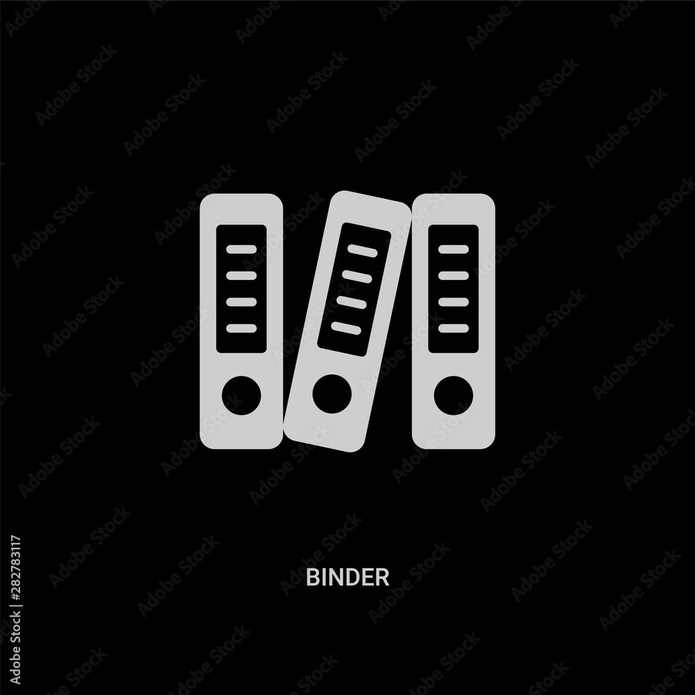 white binder vector icon on black background. modern flat binder from business and finance concept vector sign symbol can be use for web, mobile and logo. white binder vector icon on black background. modern flat binder from business and finance concept vector sign symbol can be use for web, mobile and logo.