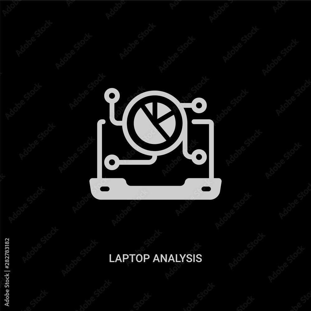 white laptop analysis vector icon on black background. modern flat laptop analysis from business concept vector sign symbol can be use for web, mobile and logo. white laptop analysis vector icon on black background. modern flat laptop analysis from business concept vector sign symbol can be use for web, mobile and logo.