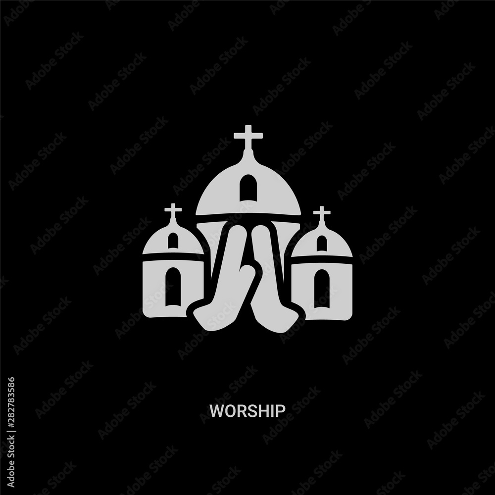 white worship vector icon on black background. modern flat worship from buildings concept vector sign symbol can be use for web, mobile and logo.