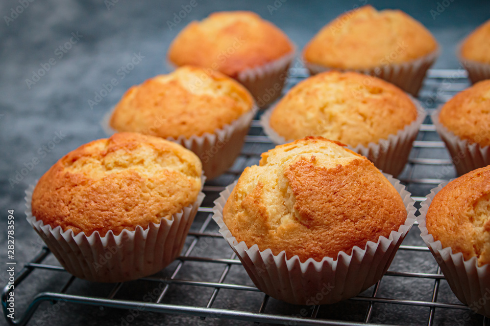 Homemade durian cupcakes on rock table. Homemade durian cupcakes on rock table.
